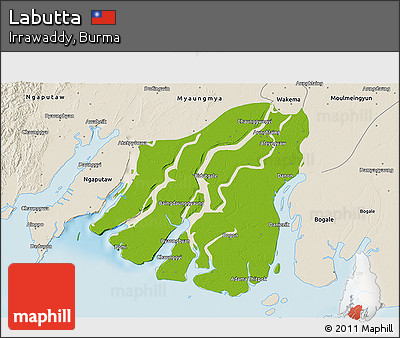 Physical 3D Map of Labutta, shaded relief outside