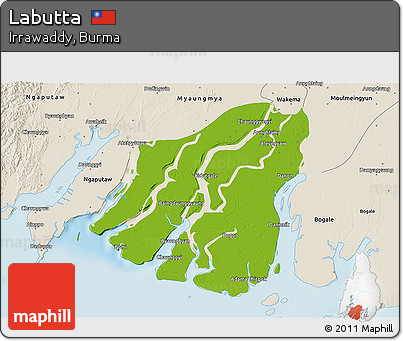 Physical 3D Map of Labutta, shaded relief outside