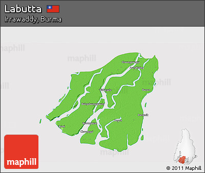 Political 3D Map of Labutta, cropped outside