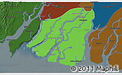 Political 3D Map of Labutta, darken