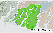 Political 3D Map of Labutta, lighten, semi-desaturated