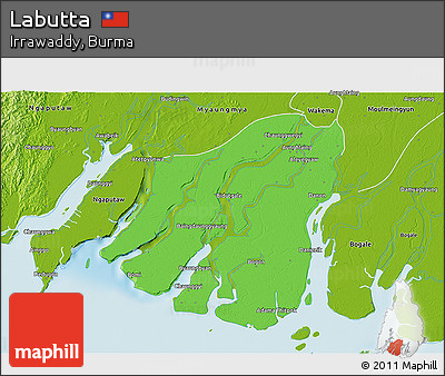 Political 3D Map of Labutta, physical outside