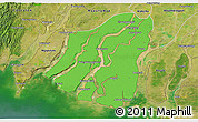 Political 3D Map of Labutta, satellite outside