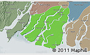 Political 3D Map of Labutta, semi-desaturated