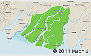 Political 3D Map of Labutta, shaded relief outside