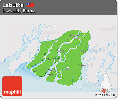 Political 3D Map of Labutta, single color outside