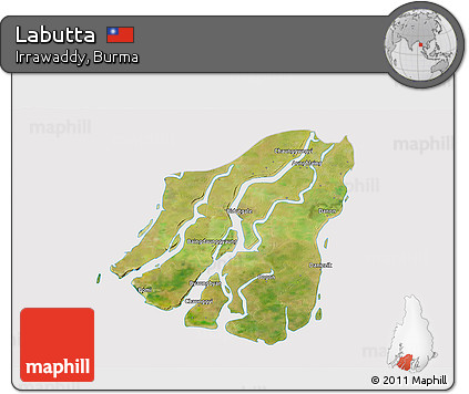 Satellite 3D Map of Labutta, cropped outside
