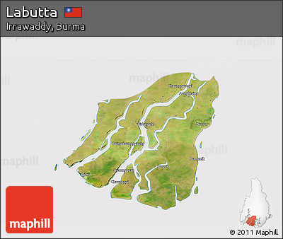 Satellite 3D Map of Labutta, cropped outside