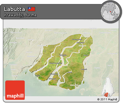 Satellite 3D Map of Labutta, lighten