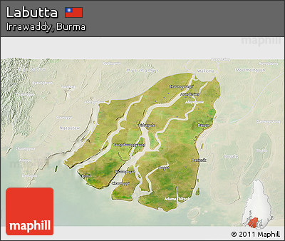 Satellite 3D Map of Labutta, lighten