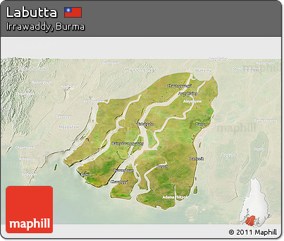 Satellite 3D Map of Labutta, lighten