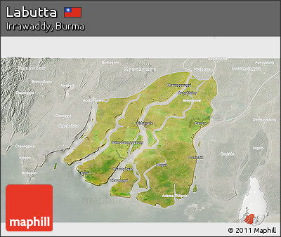 Satellite 3D Map of Labutta, lighten, semi-desaturated