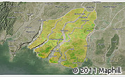 Satellite 3D Map of Labutta, semi-desaturated