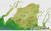 Satellite 3D Map of Labutta, single color outside