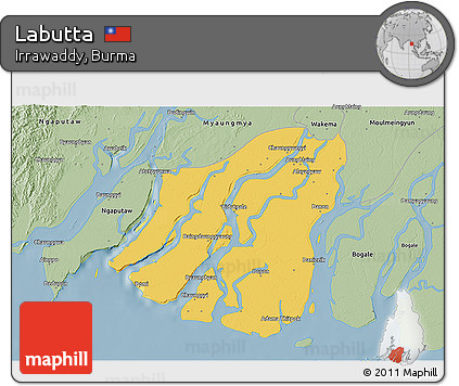 Savanna Style 3D Map of Labutta