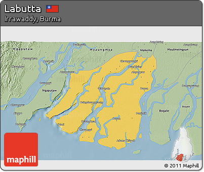 Savanna Style 3D Map of Labutta