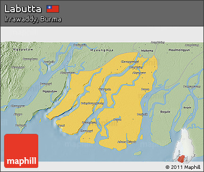 Savanna Style 3D Map of Labutta
