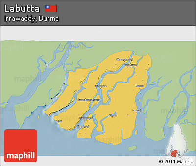 Savanna Style 3D Map of Labutta, single color outside