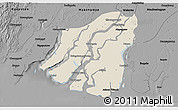 Shaded Relief 3D Map of Labutta, darken, desaturated