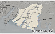 Shaded Relief 3D Map of Labutta, darken, semi-desaturated