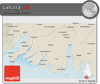 Shaded Relief 3D Map of Labutta