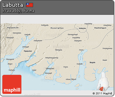 Shaded Relief 3D Map of Labutta