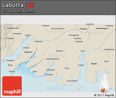 Shaded Relief 3D Map of Labutta
