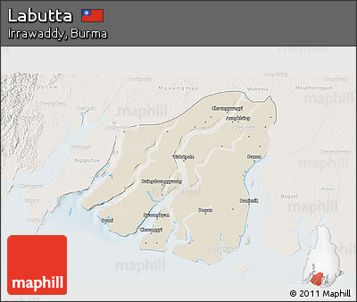 Shaded Relief 3D Map of Labutta, lighten