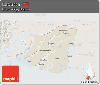 Shaded Relief 3D Map of Labutta, lighten