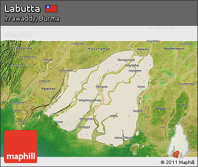 Shaded Relief 3D Map of Labutta, satellite outside
