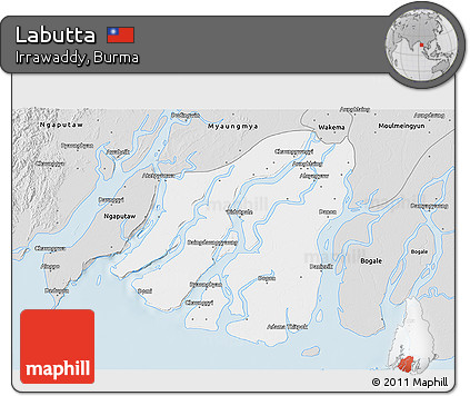 Silver Style 3D Map of Labutta