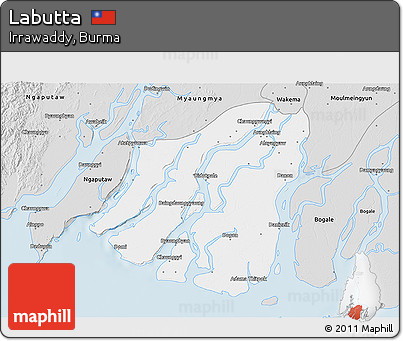 Silver Style 3D Map of Labutta