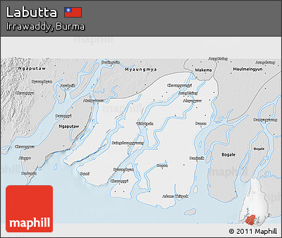 Silver Style 3D Map of Labutta