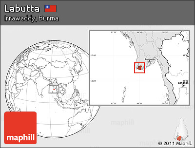 Blank Location Map of Labutta, highlighted country