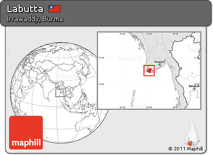Blank Location Map of Labutta, highlighted country