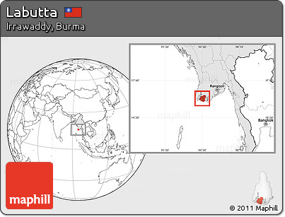 Blank Location Map of Labutta, highlighted country
