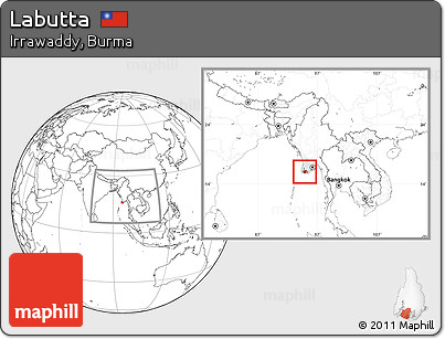 Blank Location Map of Labutta, highlighted parent region, within the entire country