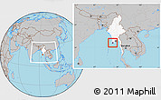 Gray Location Map of Labutta, highlighted country, within the entire country