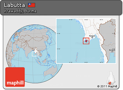 Gray Location Map of Labutta, highlighted country