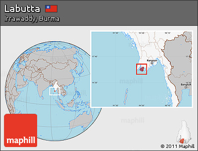 Gray Location Map of Labutta, highlighted country