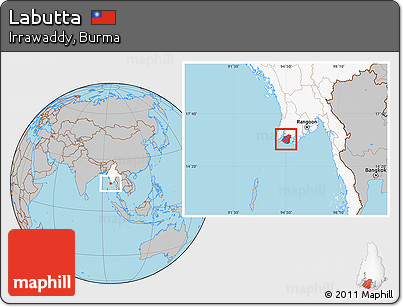 Gray Location Map of Labutta, highlighted country