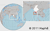 Gray Location Map of Labutta, highlighted country, highlighted parent region, within the entire country, hill shading