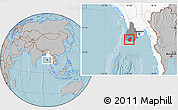 Gray Location Map of Labutta, highlighted country, highlighted parent region, hill shading
