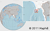 Gray Location Map of Labutta, highlighted country, hill shading