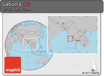 Gray Location Map of Labutta, highlighted parent region, within the entire country
