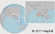 Gray Location Map of Labutta, highlighted parent region, within the entire country, hill shading