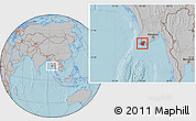 Gray Location Map of Labutta, hill shading