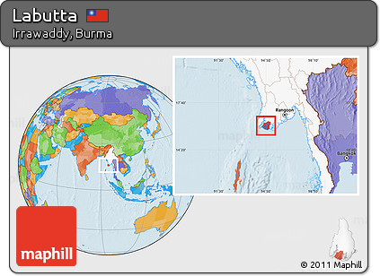 Political Location Map of Labutta, highlighted country