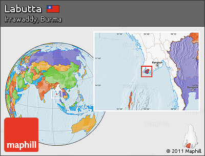 Political Location Map of Labutta, highlighted country