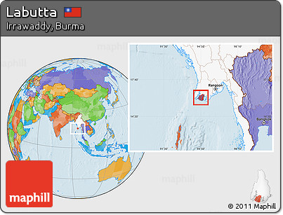 Political Location Map of Labutta, highlighted country